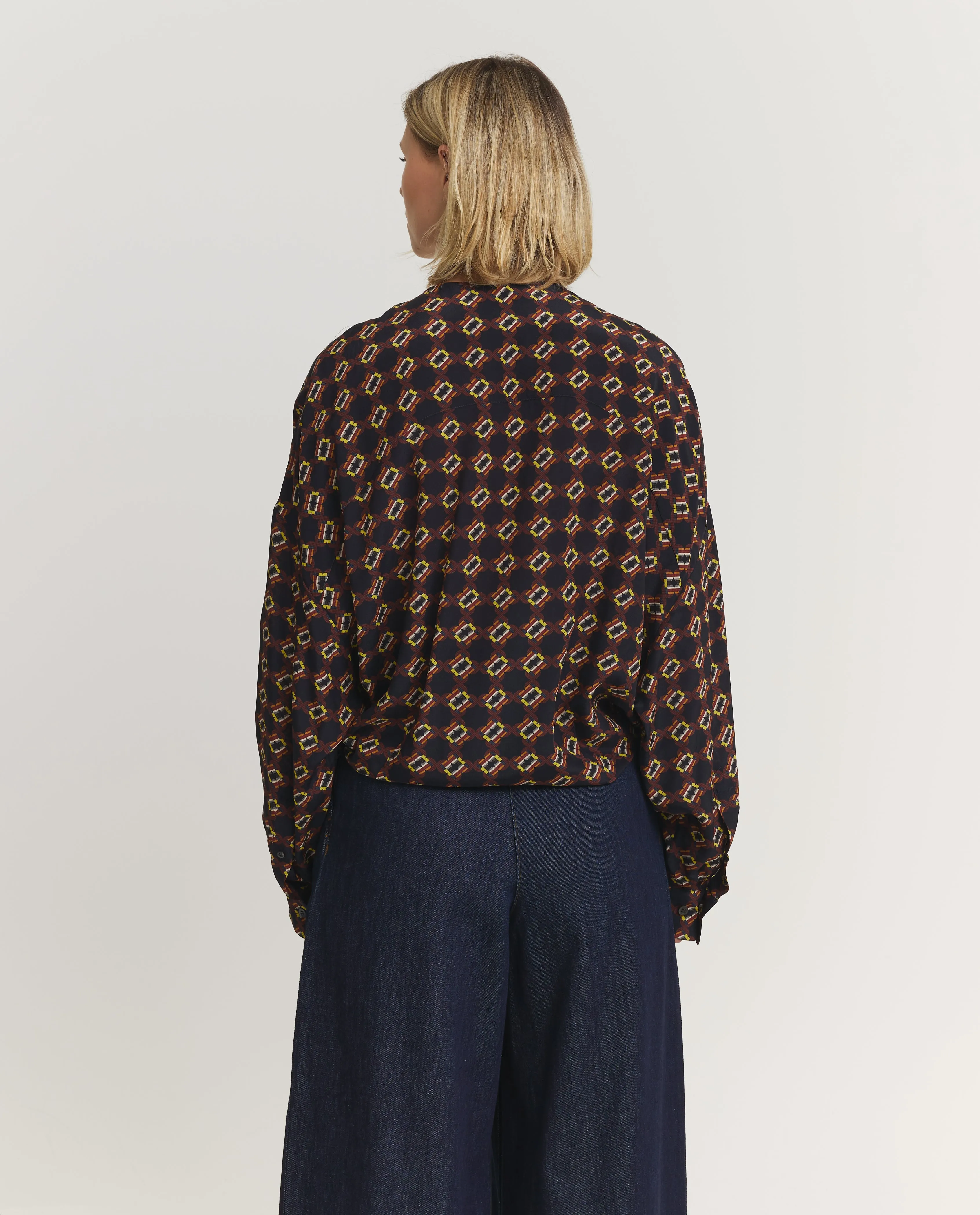 Geprinte Zijden Top - Donkerblauw sold by Pauw Amsterdam product image thumbnail 5