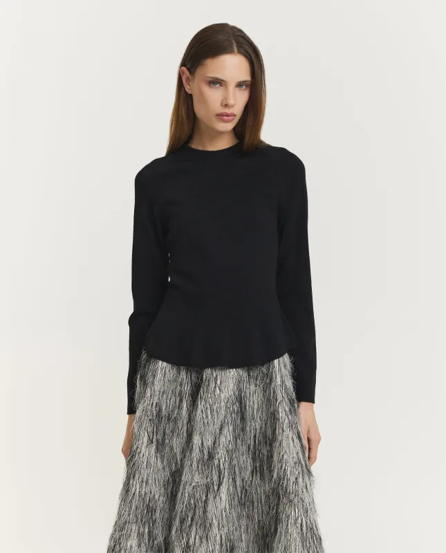 Wollen Rokkende Ronde Hals Trui - Zwart sold by Pauw Amsterdam