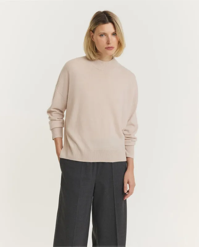 Wol Cashmere Mock Nek Trui - Lichtbruin sold by Pauw Amsterdam
