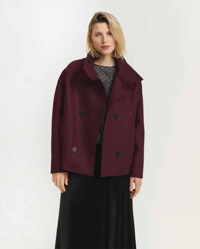 Geperste Wol Double Breasted Jas - Rood sold by Pauw Amsterdam