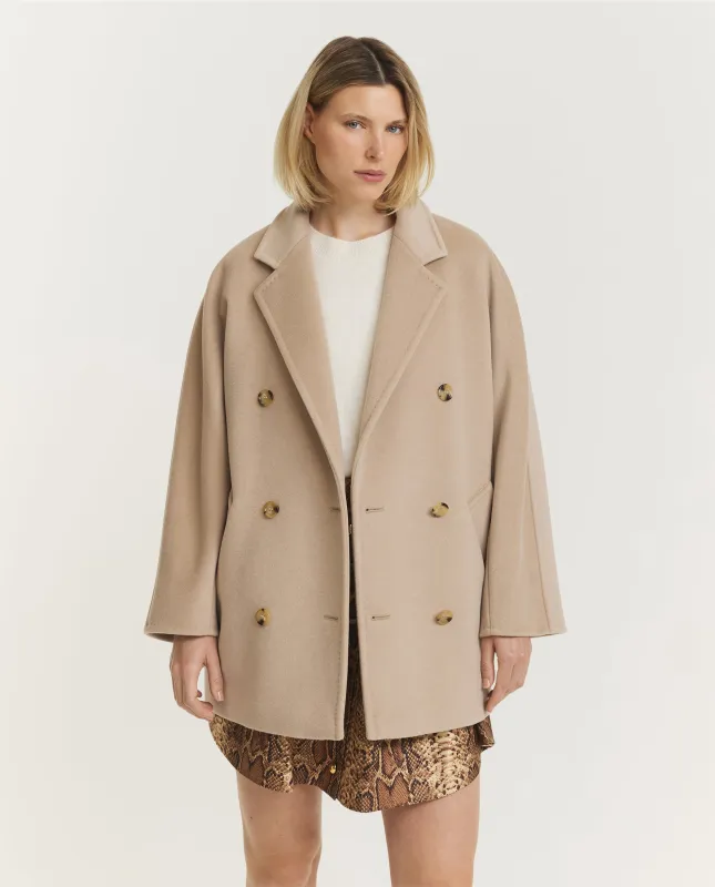 Wol Cashmere Rebus Jas - Lichtbruin sold by Pauw Amsterdam