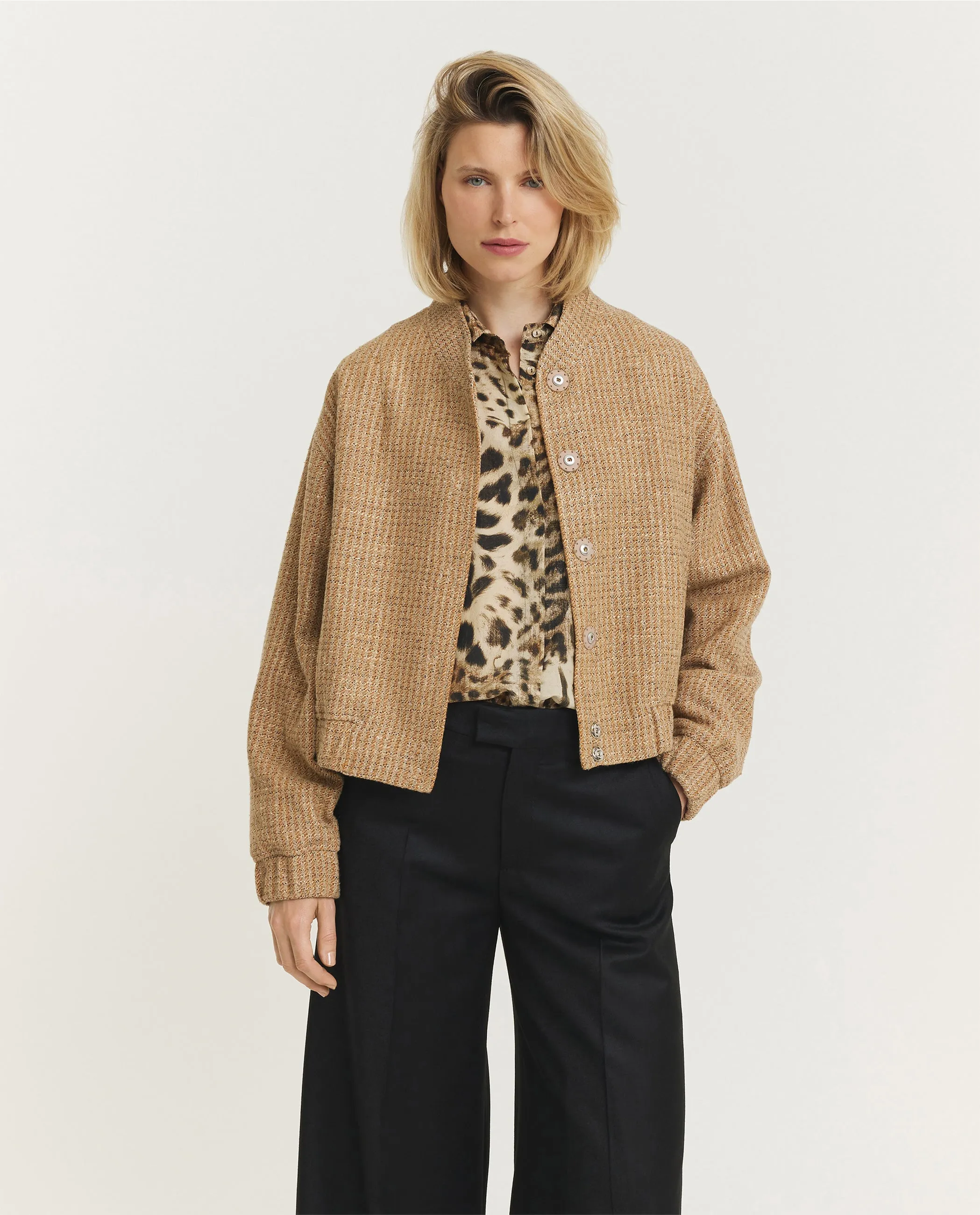 Wol Zijden Bomberjack - Lichtbruin sold by Pauw Amsterdam