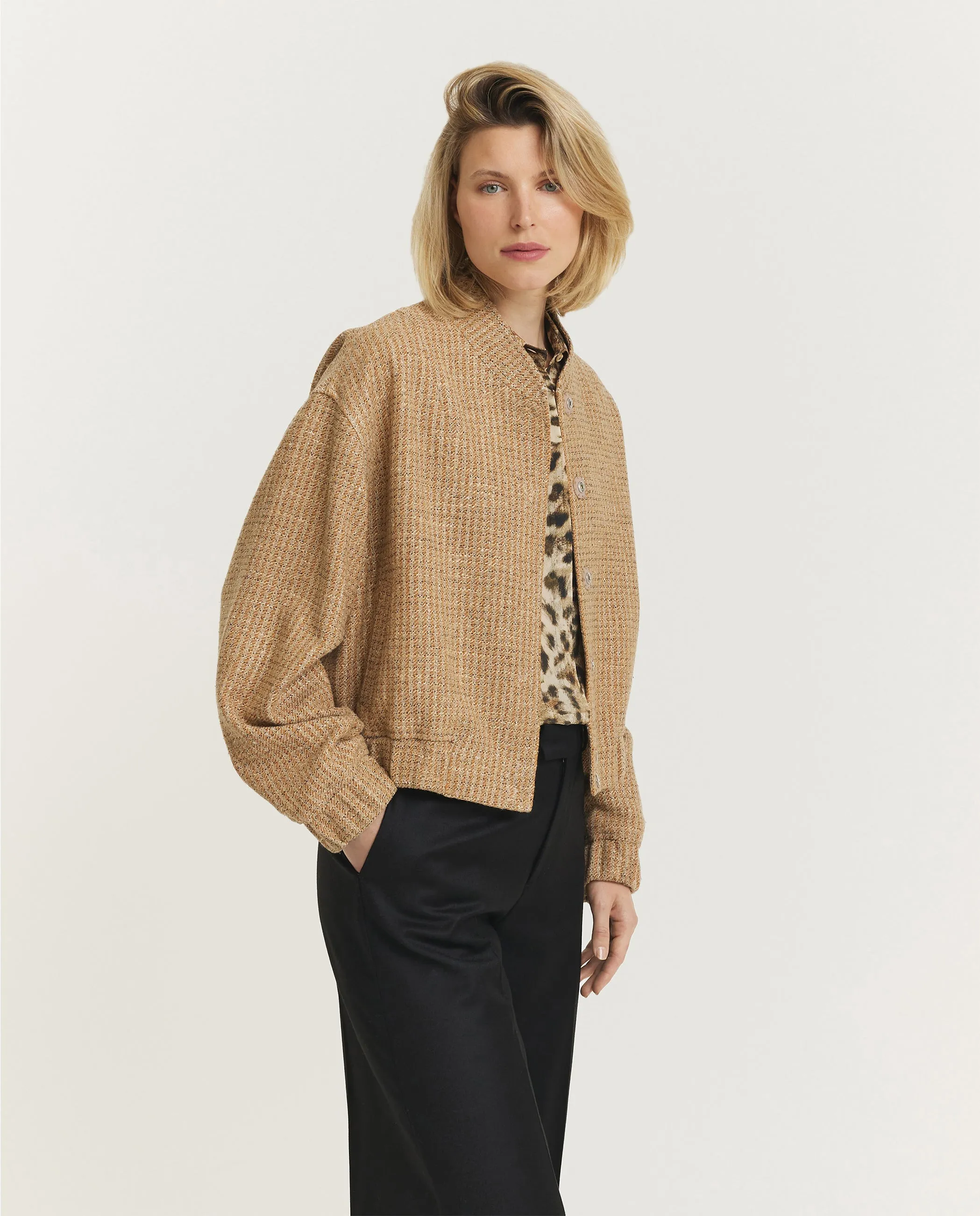 Wol Zijden Bomberjack - Lichtbruin sold by Pauw Amsterdam product image thumbnail 4