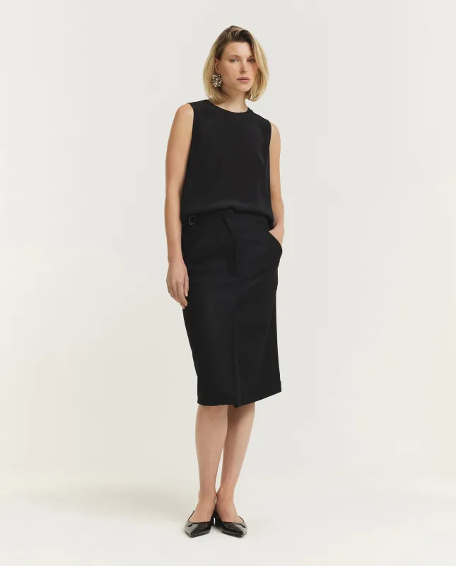 Wol Mix Kokerrok - Zwart sold by Pauw Amsterdam