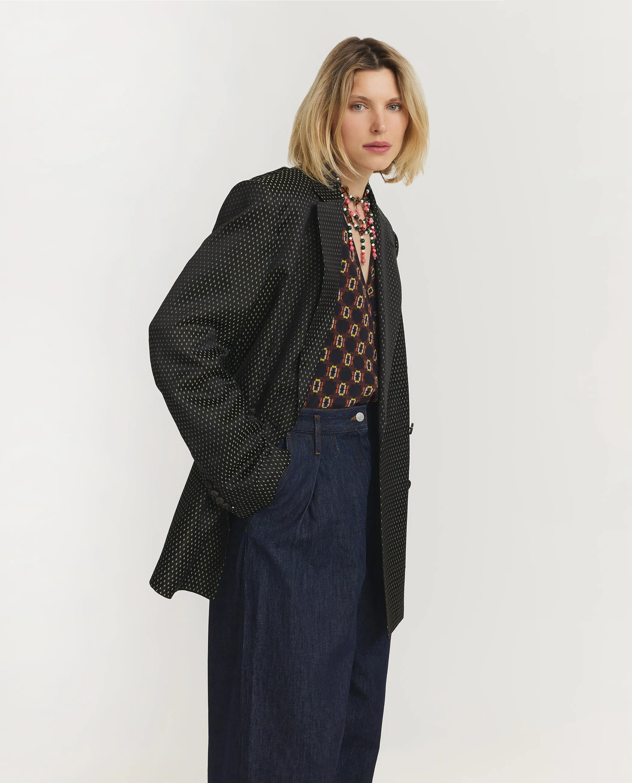 Oversized Jacquard Blazer - Zwart sold by Pauw Amsterdam product image thumbnail 4