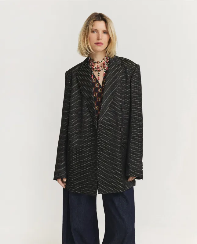 Oversized Jacquard Blazer - Zwart sold by Pauw Amsterdam