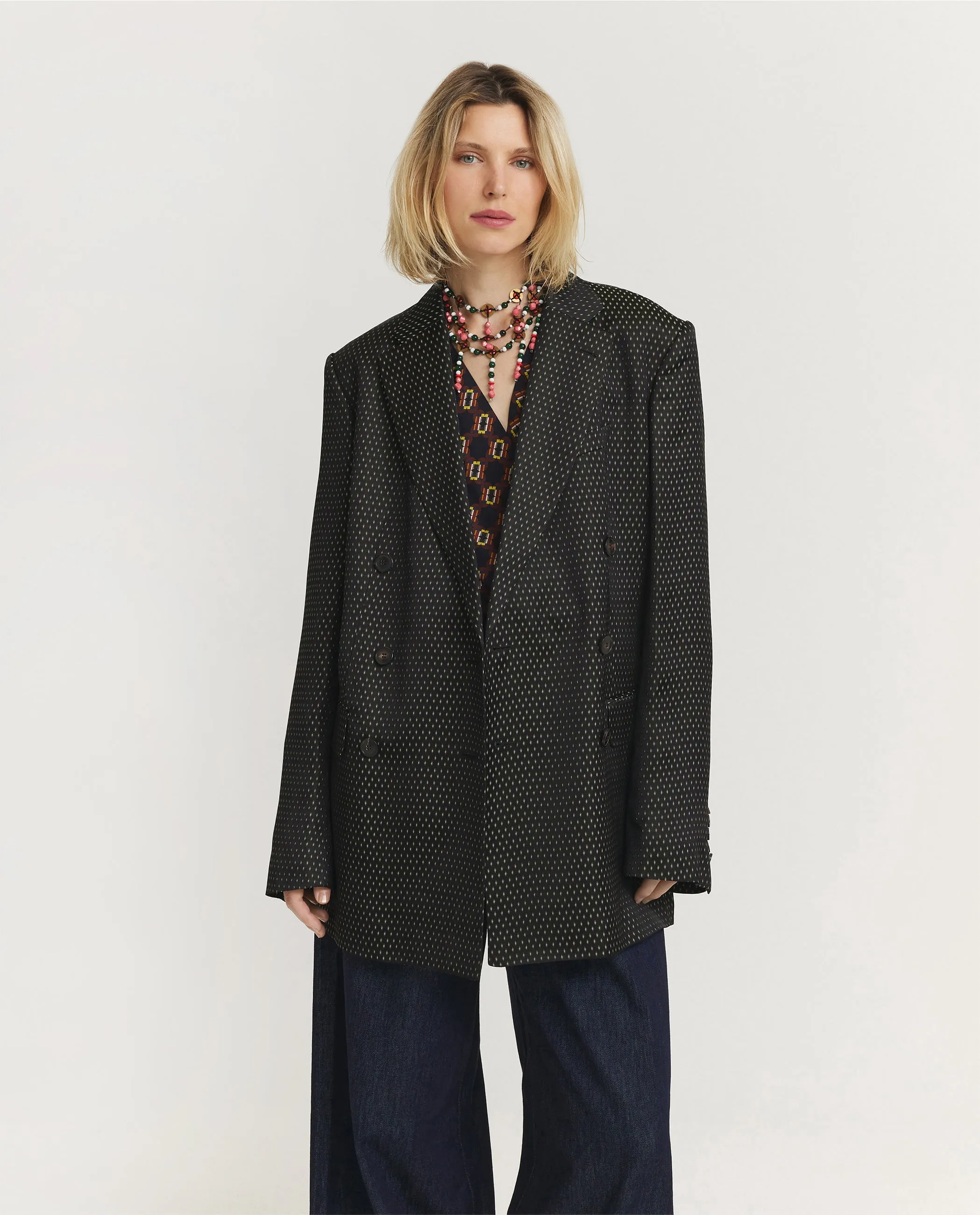 Oversized Jacquard Blazer - Zwart sold by Pauw Amsterdam