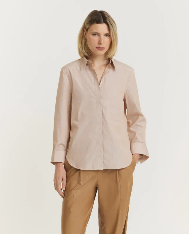 Katoenen Boyfriend Shirt - Lichtbruin sold by Pauw Amsterdam