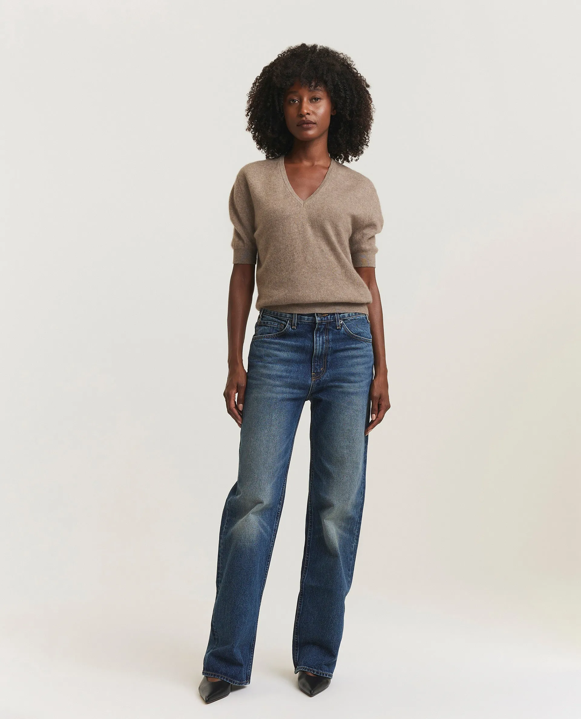 Cashmere Korte Mouwen Trui - Lichtbruin sold by Pauw Amsterdam product image thumbnail 4