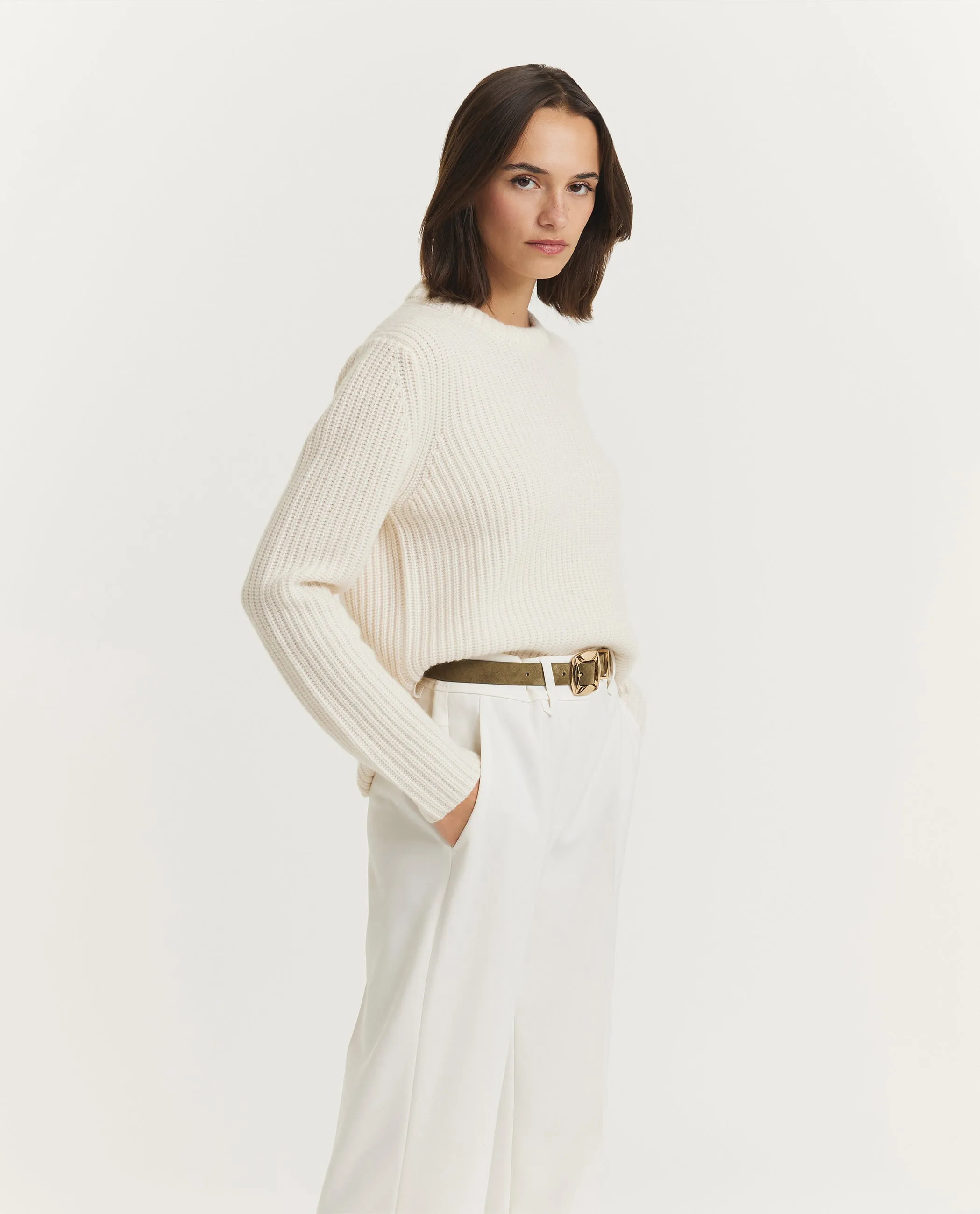 Wol Cashmere Rib Trui - Ecru sold by Pauw Amsterdam product image thumbnail 4