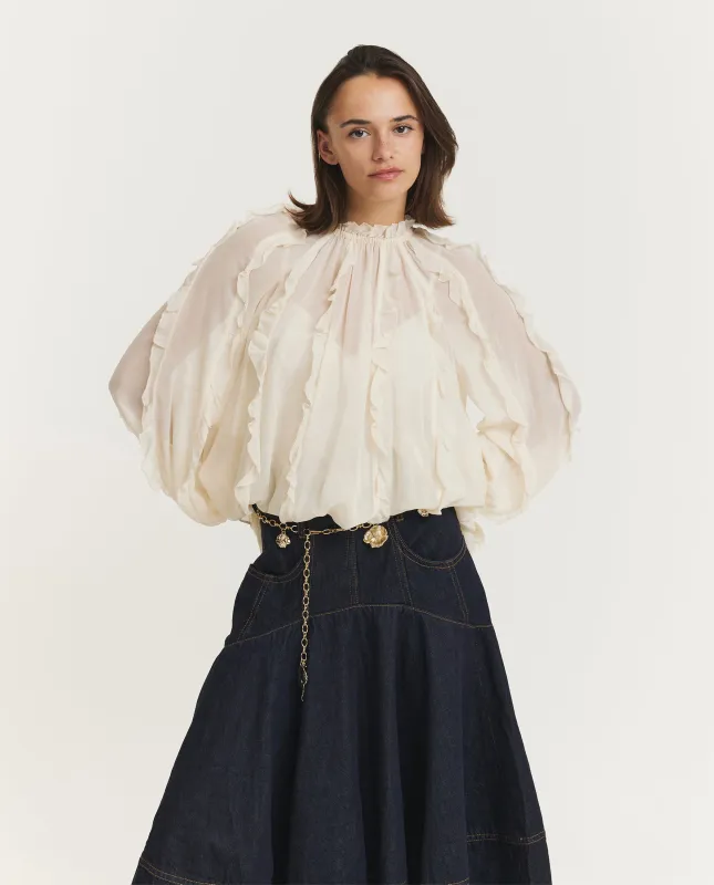 Frill Billow Blouse - Ecru sold by Pauw Amsterdam