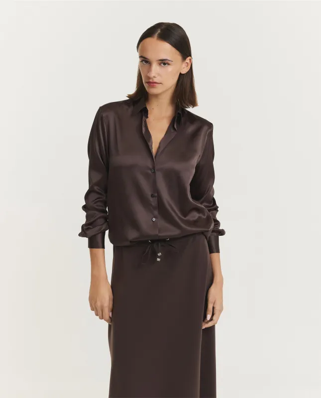 Zijden Marta Blouse - Bruin sold by Pauw Amsterdam