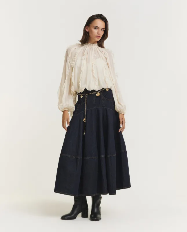 Hypnotic Denim Midi-Rok - Donkerblauw sold by Pauw Amsterdam