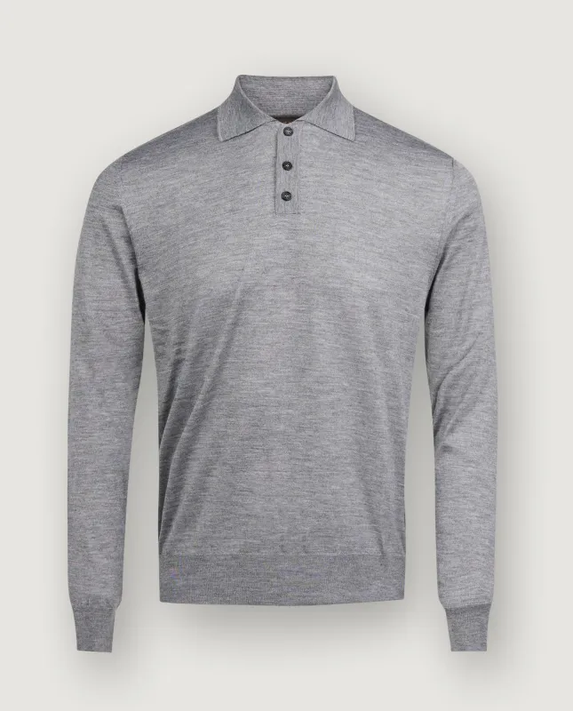Cashmere Zijden Poloshirt - Lichtgrijs sold by Pauw Amsterdam