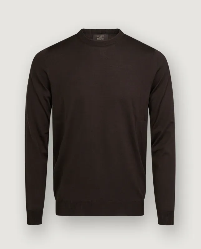 Lichtgewicht Wollen Ronde Hals Trui - Bruin sold by Pauw Amsterdam