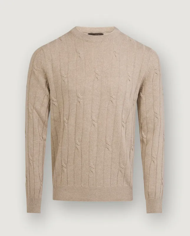 Wol Cashmere Kabeltrui - Lichtbruin sold by Pauw Amsterdam