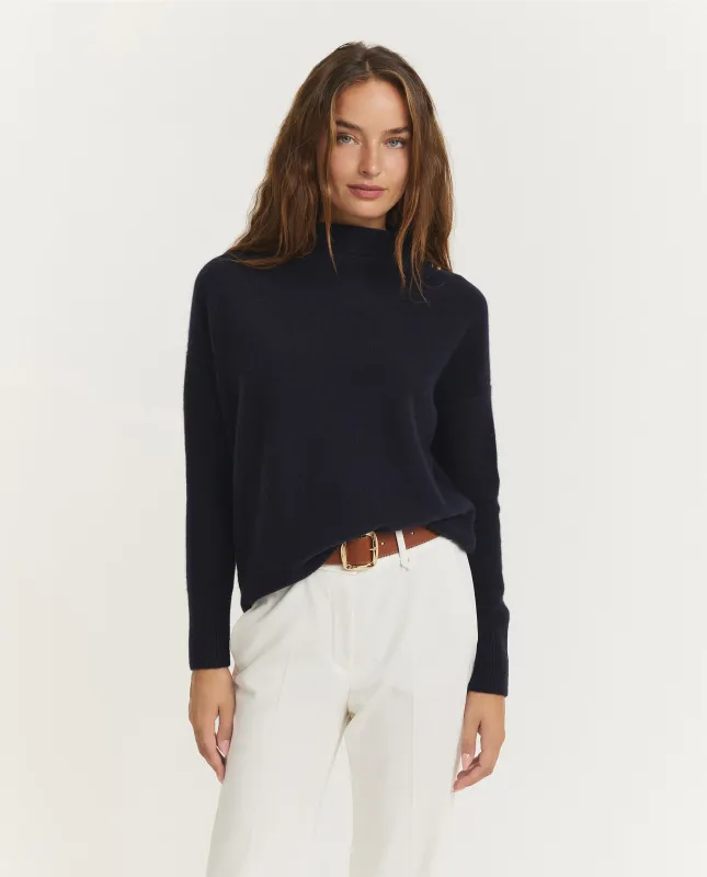 Plush Funnel Nek Trui - Donkerblauw sold by Pauw Amsterdam