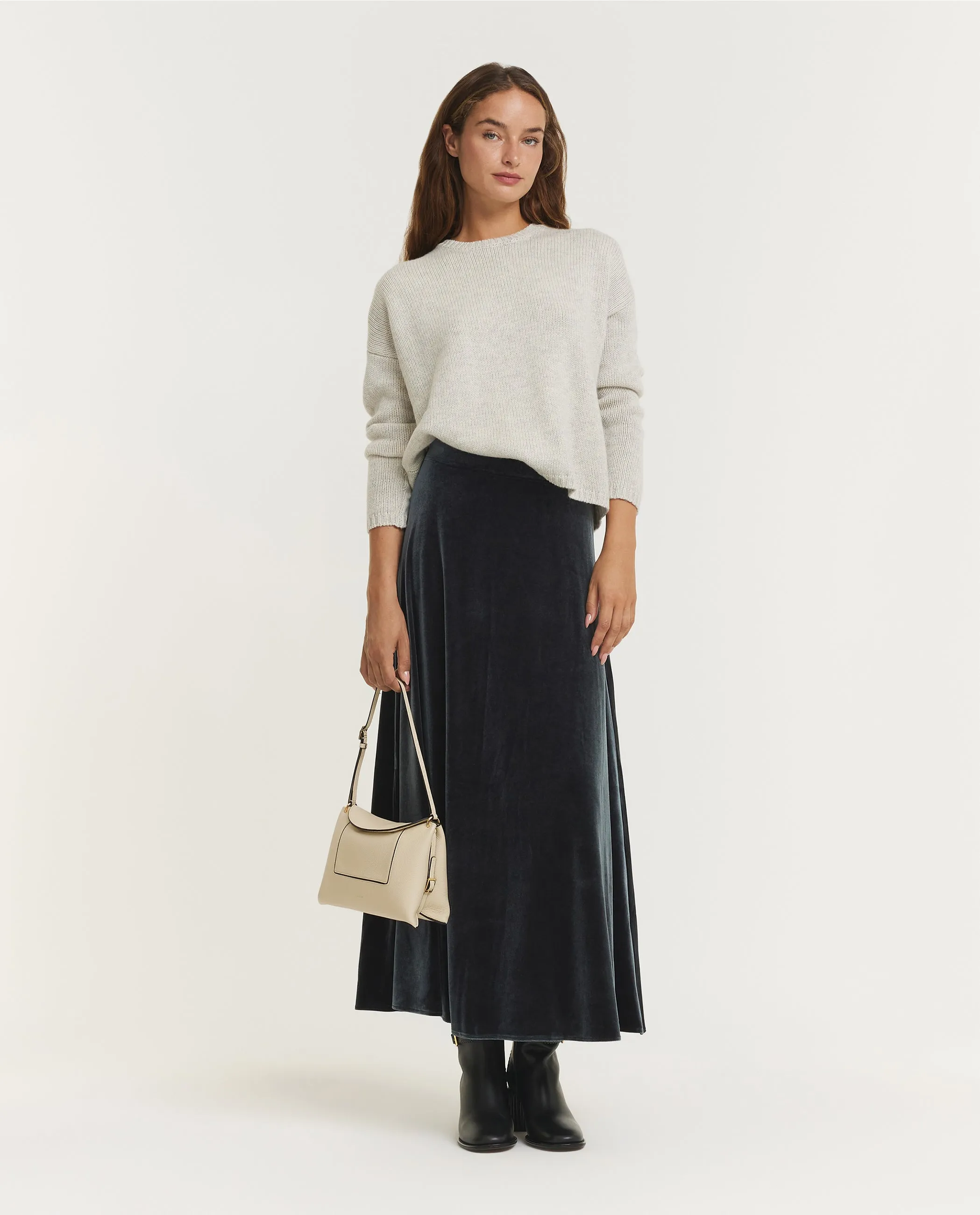 Fluwelen Maxi Rok - Grijs sold by Pauw Amsterdam