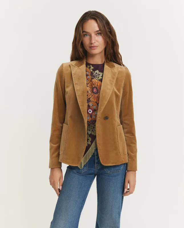 Fluwelen Punt Revers Jasje - Lichtbruin sold by Pauw Amsterdam