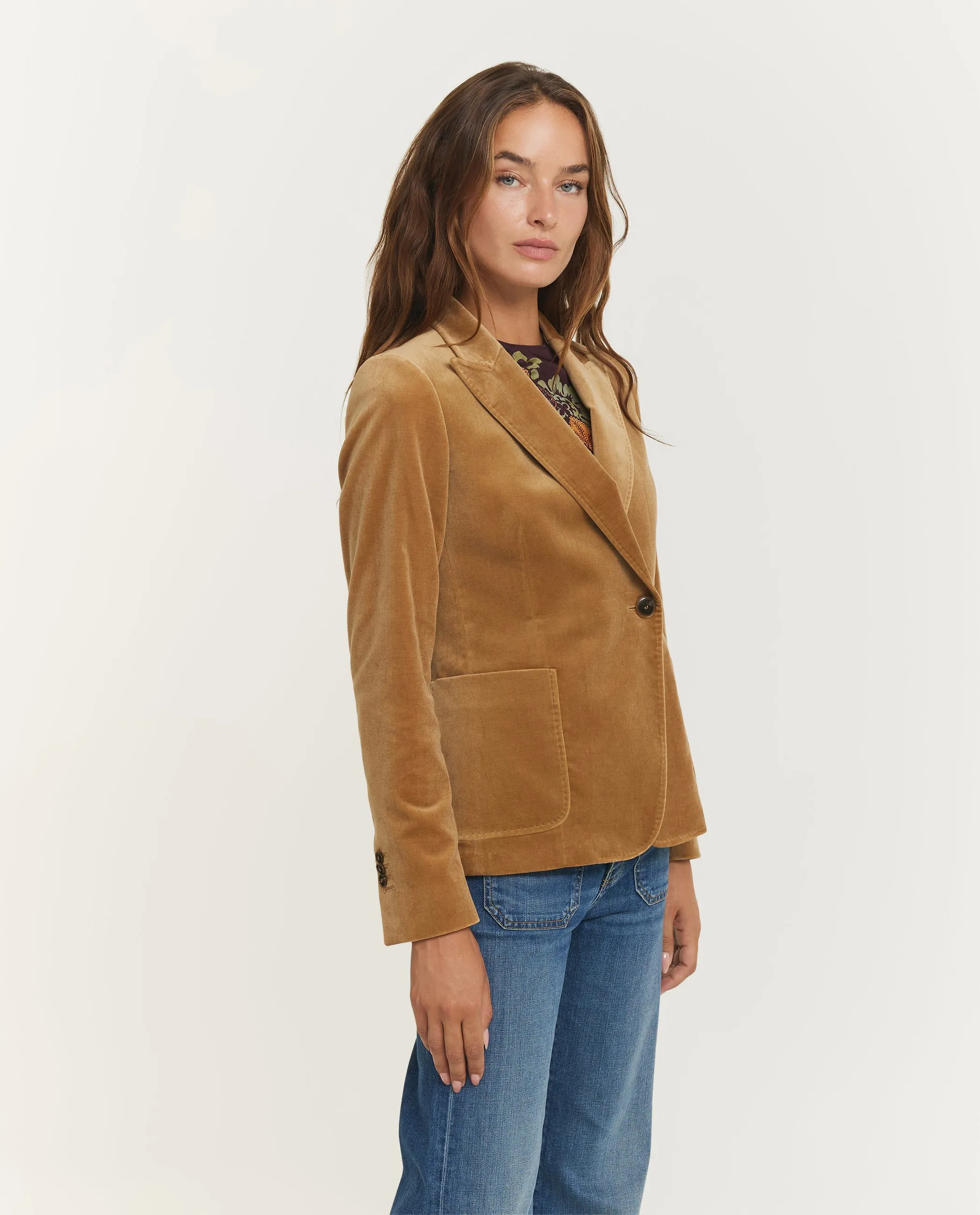 Fluwelen Punt Revers Jasje - Lichtbruin sold by Pauw Amsterdam product image thumbnail 4