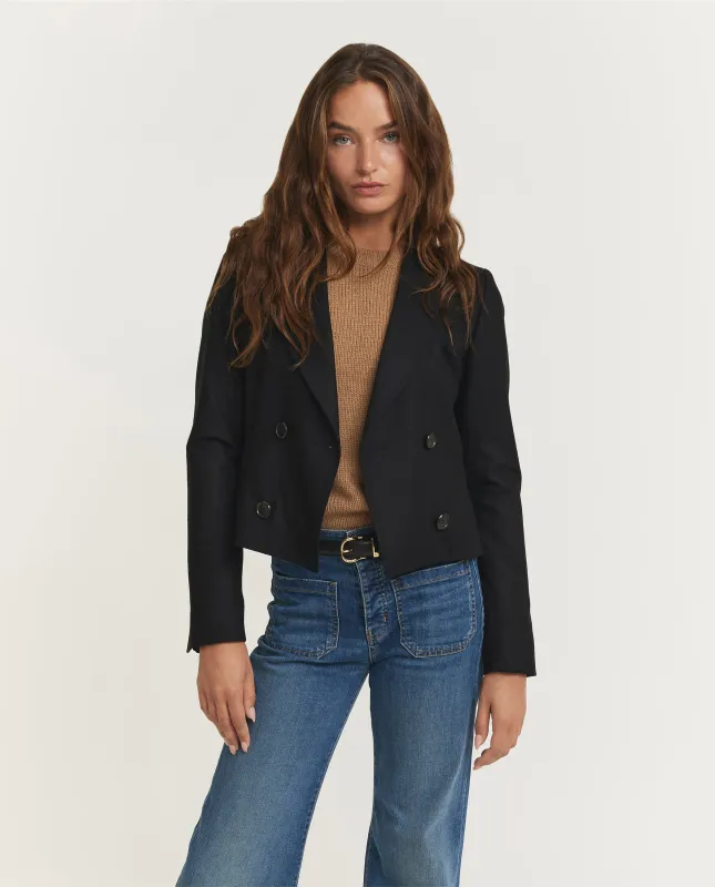 Cropped DB Blazer - Zwart sold by Pauw Amsterdam