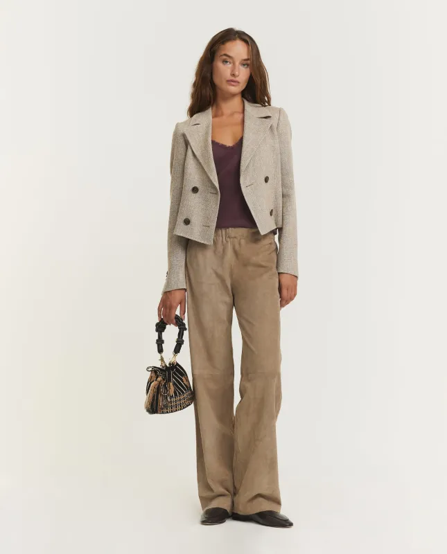 Rechte Suede Broek - Lichtbruin sold by Pauw Amsterdam