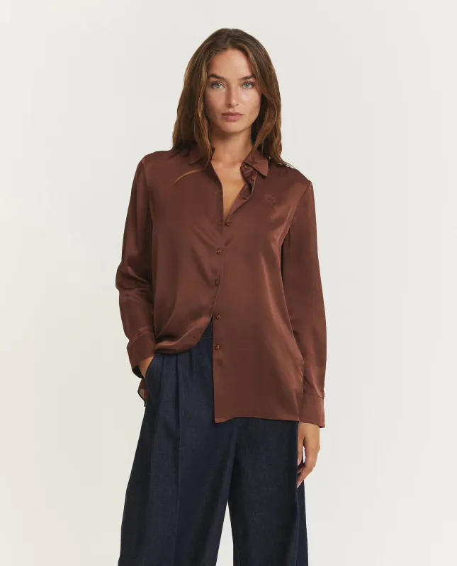 Hypnotic Zijden Shirt - Bruin sold by Pauw Amsterdam