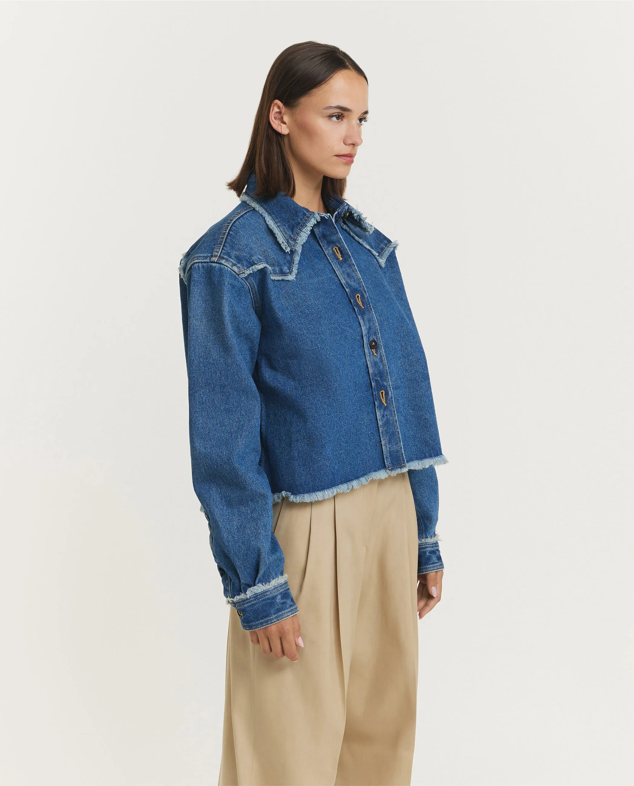 Pacific Roads Cropped Denim Shirt - Blauw sold by Pauw Amsterdam product image thumbnail 3