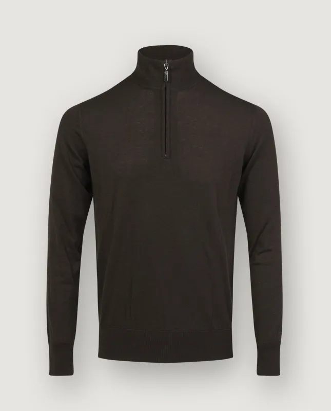 Lichtgewicht Cashmere Half-Zip Trui - Bruin sold by Pauw Amsterdam