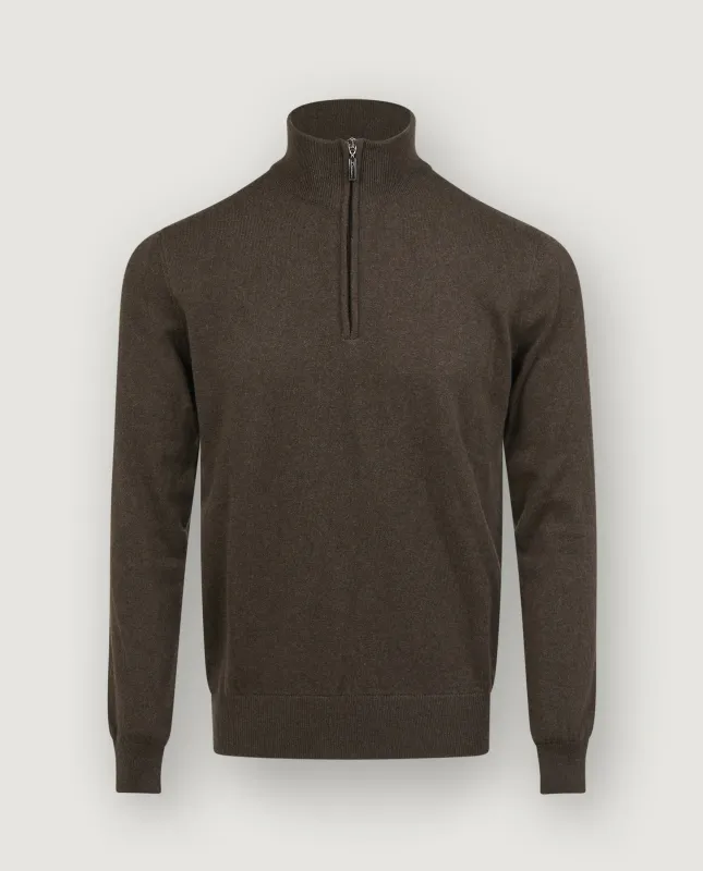 Cashmere Half-Zip Trui - Bruin sold by Pauw Amsterdam