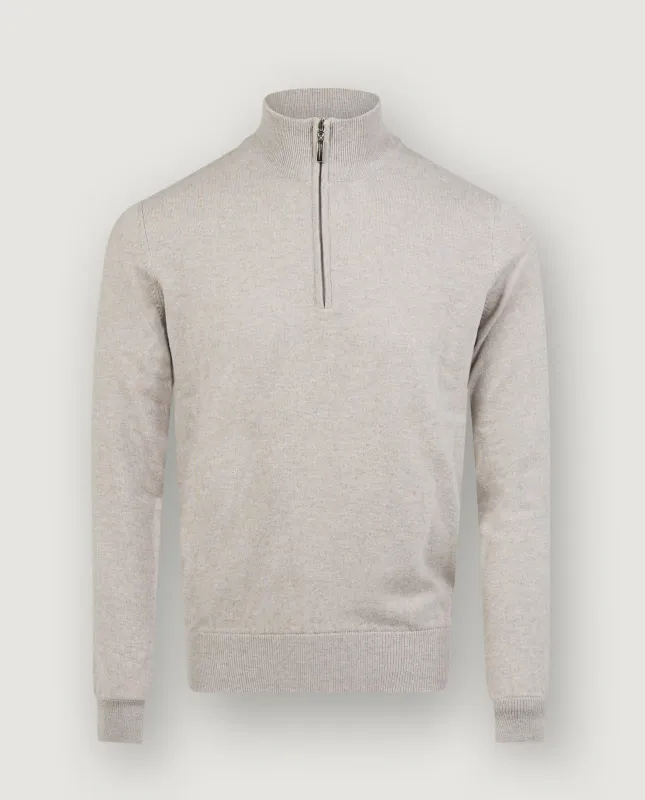 Cashmere Half-Zip Trui - Lichtbruin sold by Pauw Amsterdam