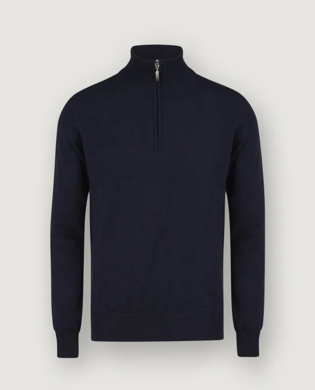 Cashmere Half-Zip Trui - Donkerblauw sold by Pauw Amsterdam