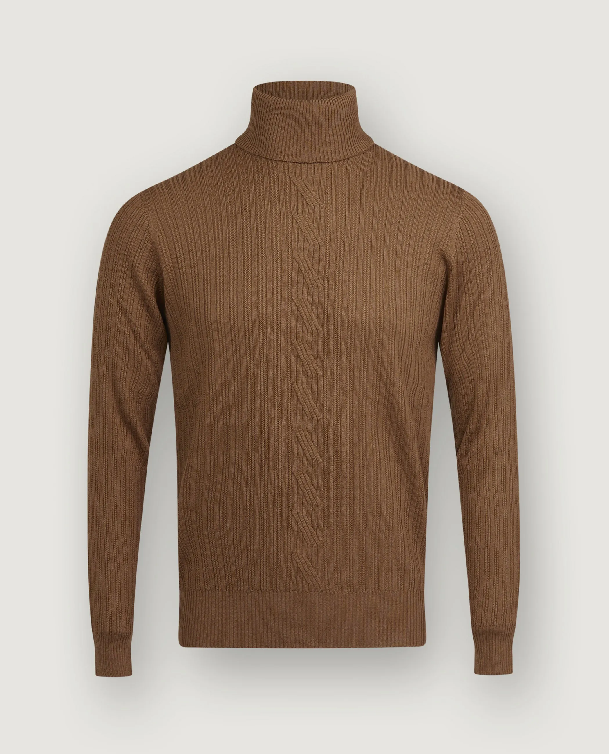 Wollen Kabeltrui - Lichtbruin sold by Pauw Amsterdam