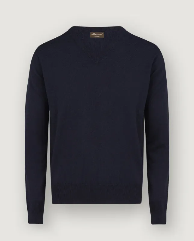 Cashmere V-Hals Trui - Donkerblauw sold by Pauw Amsterdam