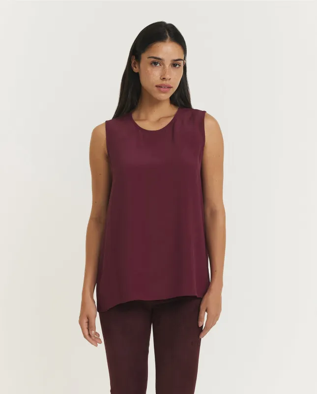 Mouwloze Zijde Mix Top - Rood sold by Pauw Amsterdam