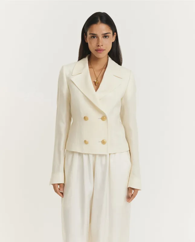 Twill Wol Double-Breasted Jasje - Ecru sold by Pauw Amsterdam