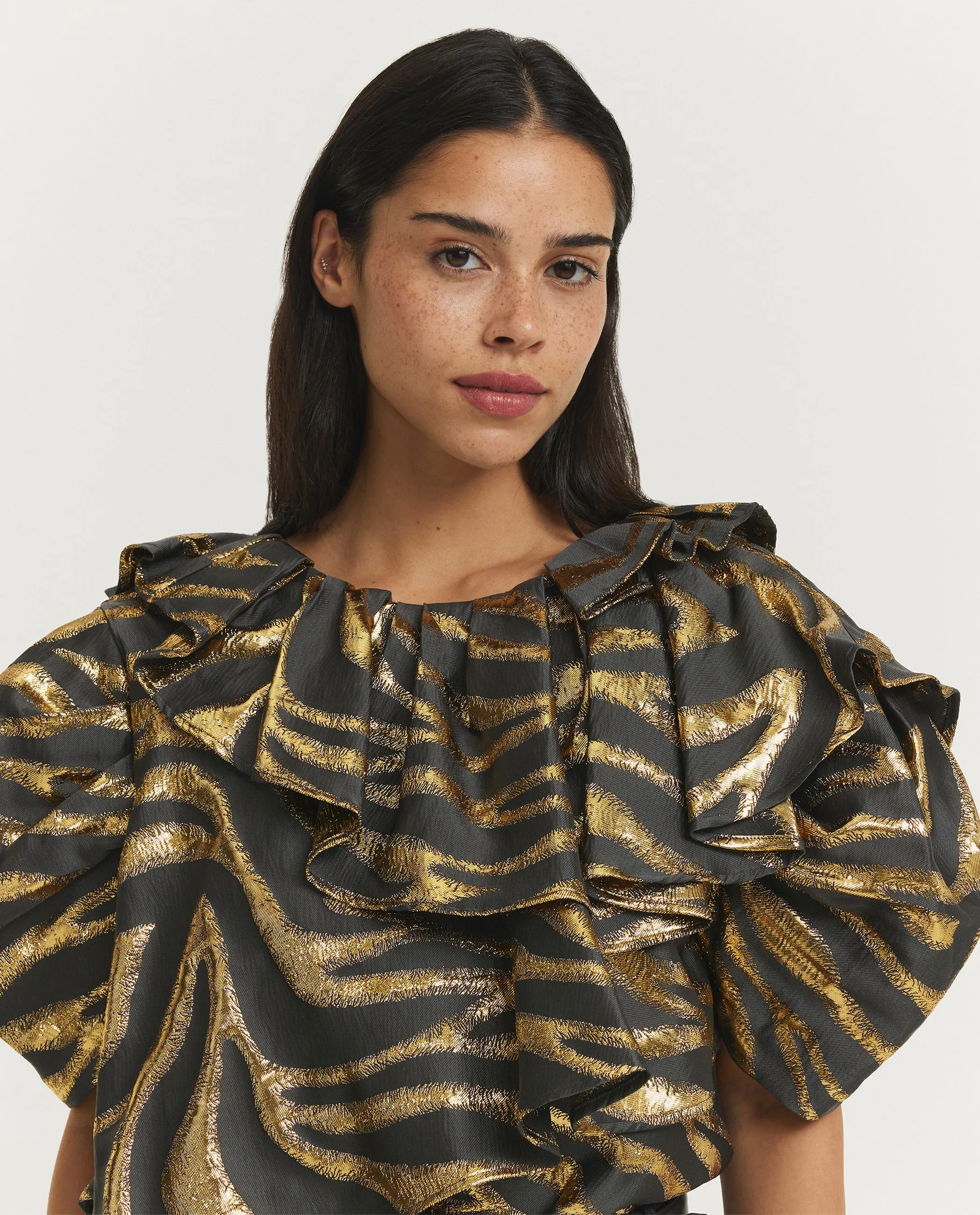 Metallic Zebra Flowy Top - Goud sold by Pauw Amsterdam product image thumbnail 2