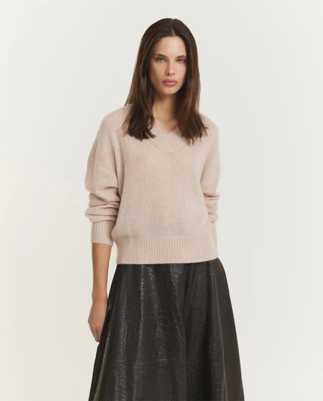 Cashmere V-Hals Trui - Lichtbruin sold by Pauw Amsterdam