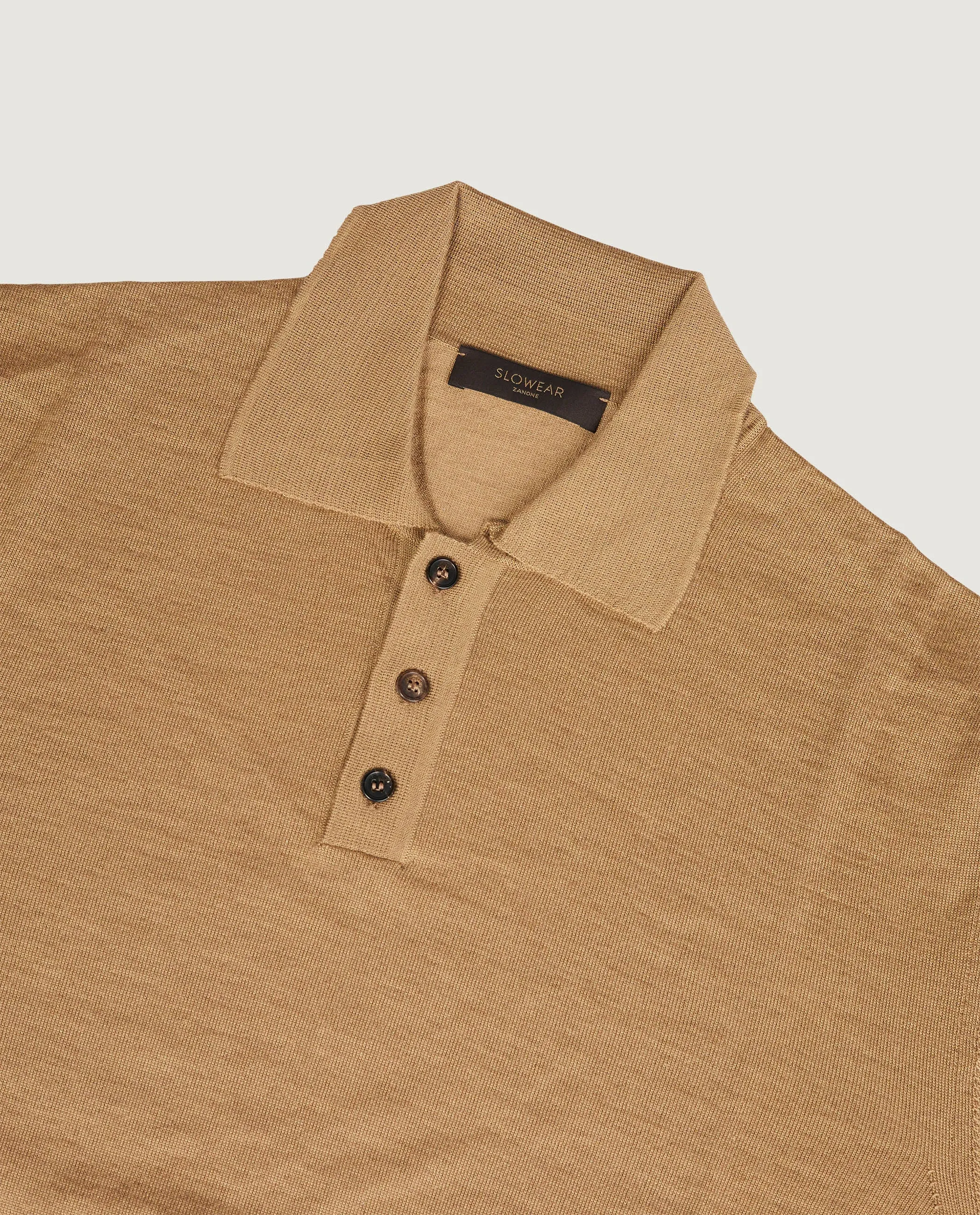 Cashmere Zijden Poloshirt - Lichtbruin sold by Pauw Amsterdam product image thumbnail 2