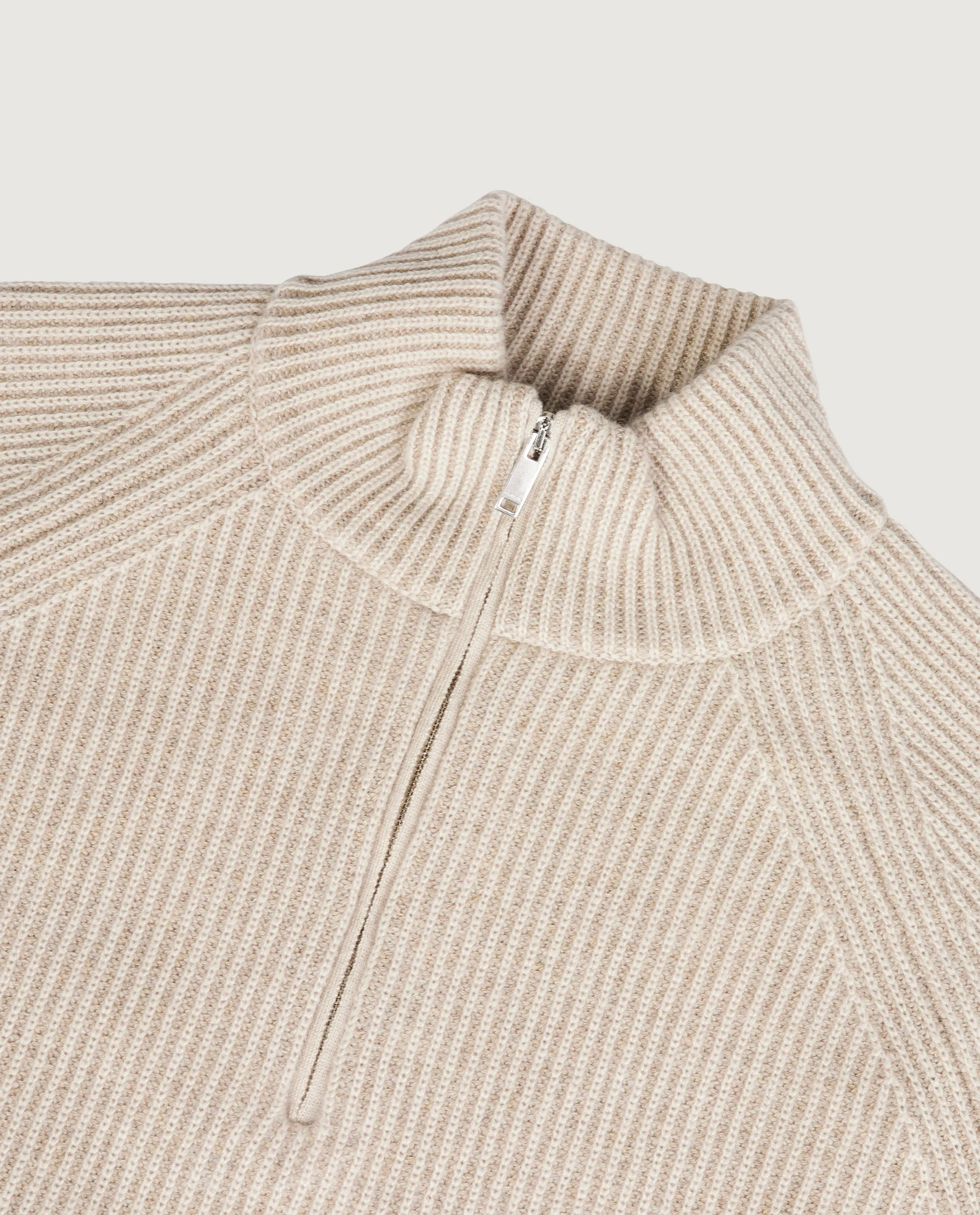 Cashmere Rib Half-Zip Trui - Lichtbruin sold by Pauw Amsterdam product image thumbnail 2