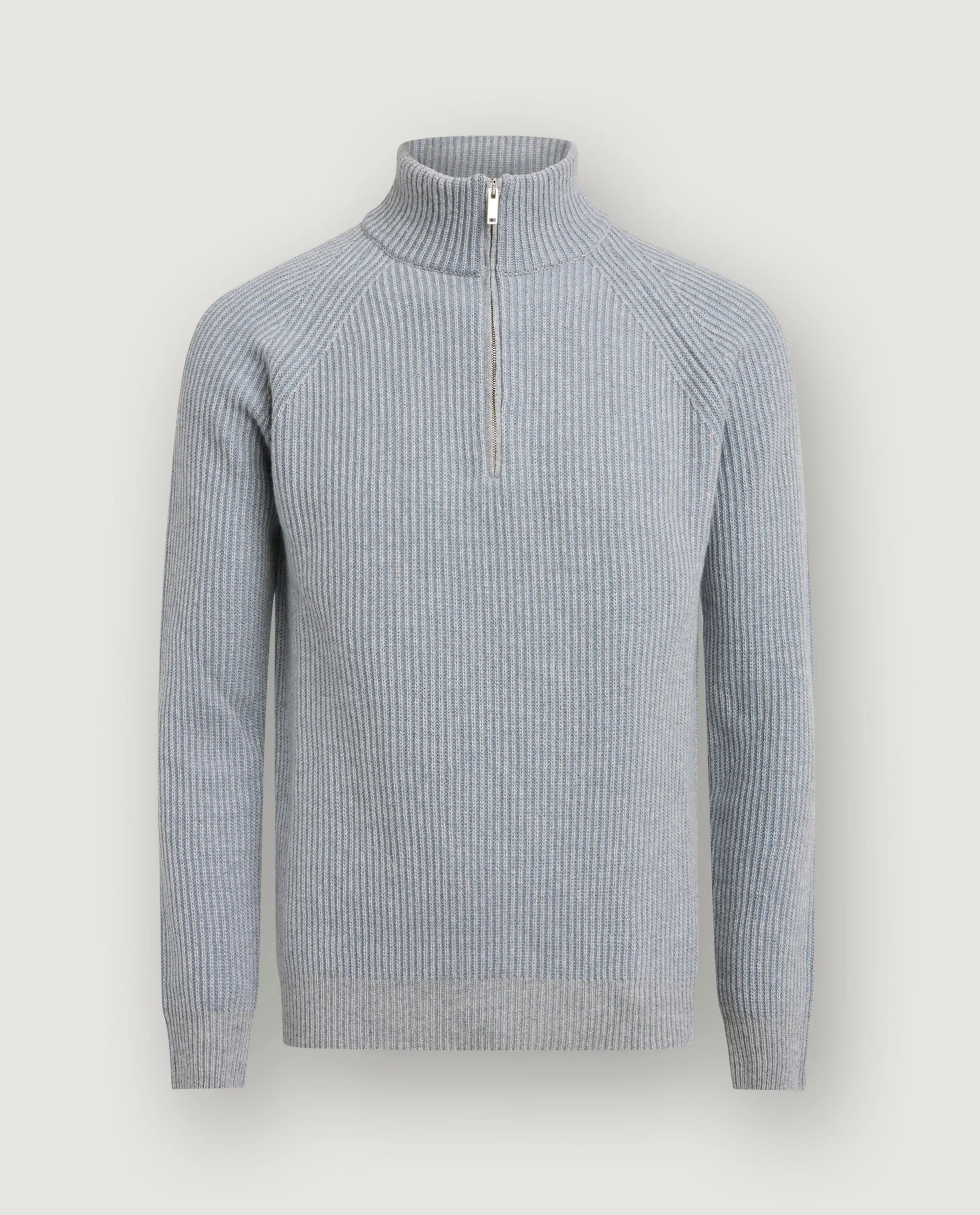 Cashmere Rib Half-Zip Trui - Lichtblauw sold by Pauw Amsterdam
