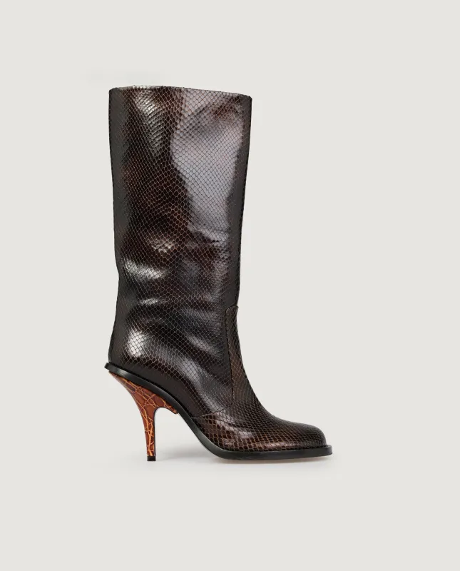 Leren Stiletto Laarzen - Bruin sold by Pauw Amsterdam