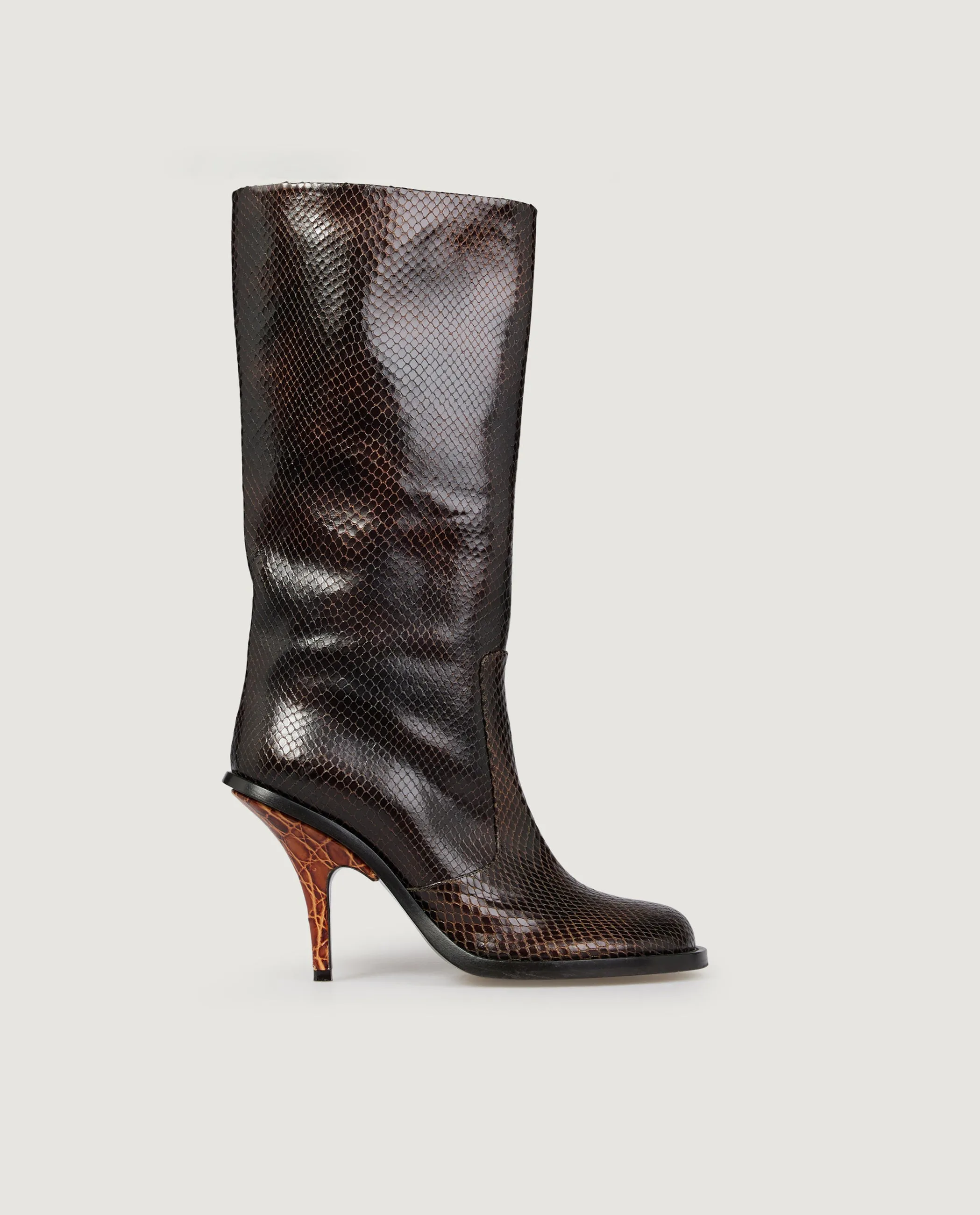 Leren Stiletto Laarzen - Bruin sold by Pauw Amsterdam