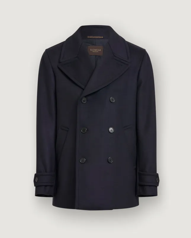 Flannel Wollen Peacoat - Donkerblauw made by Pauw Amsterdam