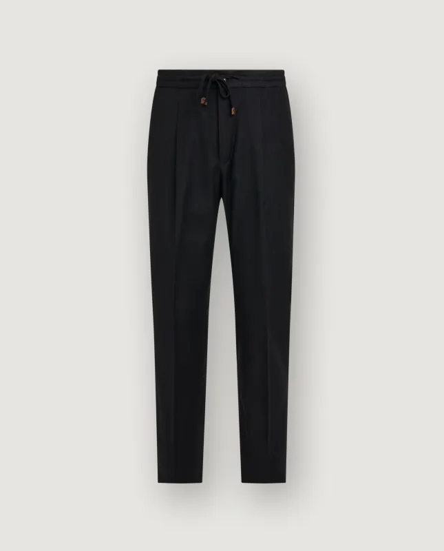 Flannel Wollen Jogger - Zwart made by Incotex