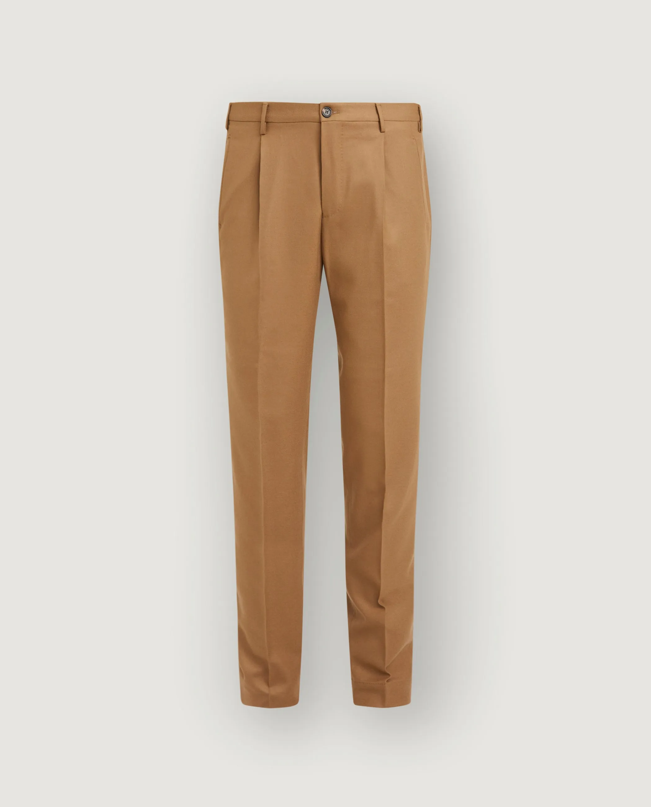 Geplooide Wol Cashmere Pantalon - Lichtbruin sold by Pauw Amsterdam