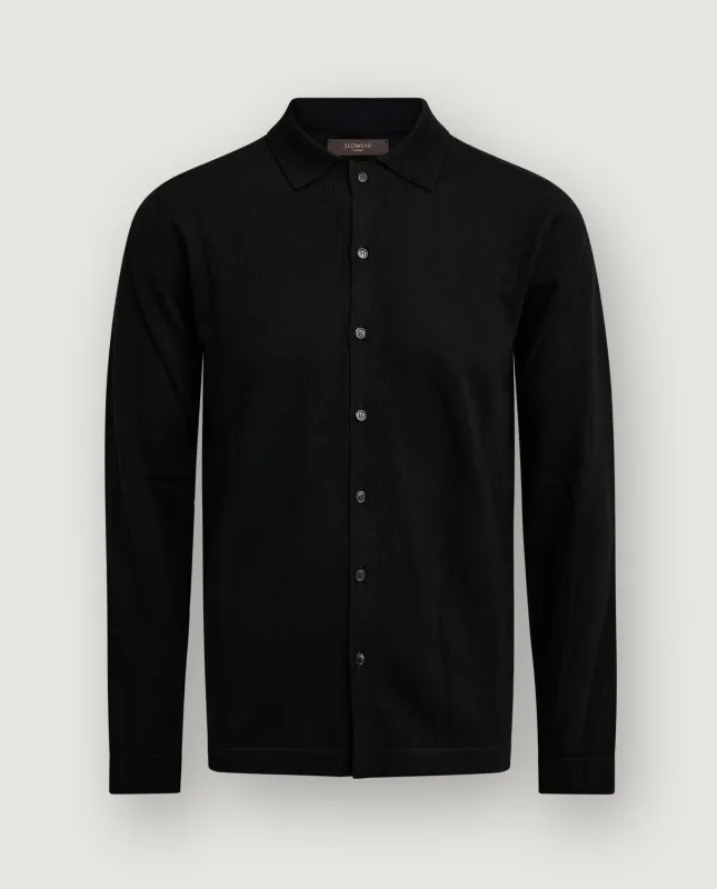 Wol Lange Mouwen Shirt - Zwart sold by Pauw Amsterdam