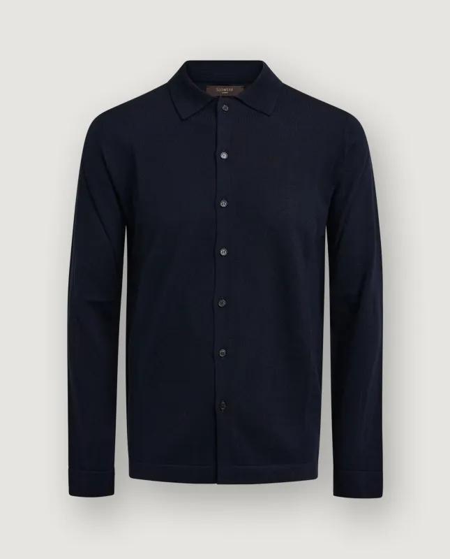 Wol Lange Mouwen Shirt - Donkerblauw sold by Pauw Amsterdam