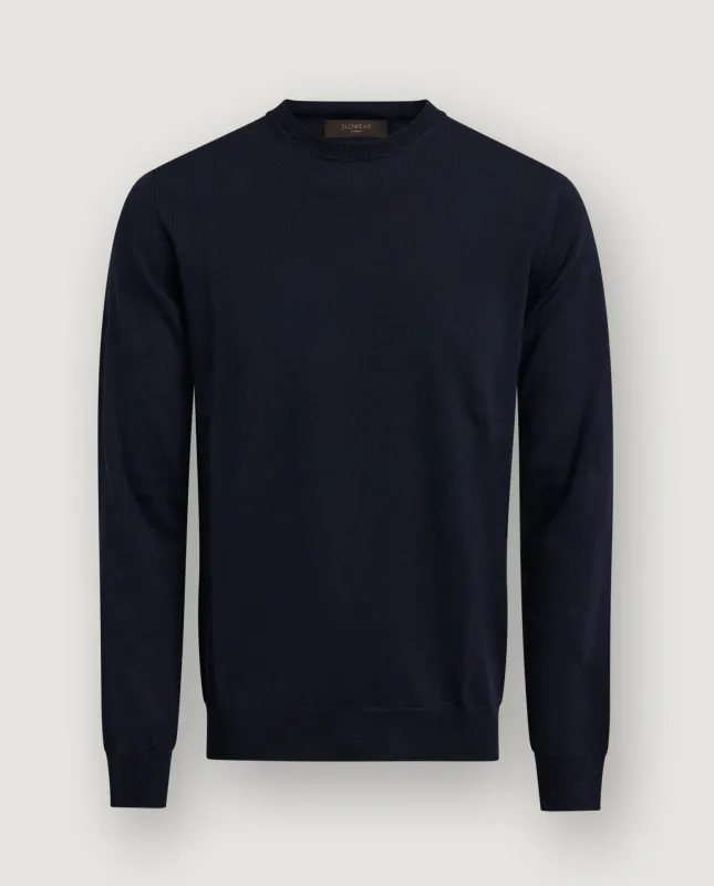 Wollen Crewneck Trui - Donkerblauw sold by Pauw Amsterdam