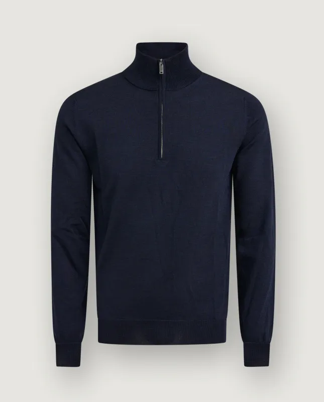 Wollen Half-Zip Trui - Donkerblauw sold by Pauw Amsterdam